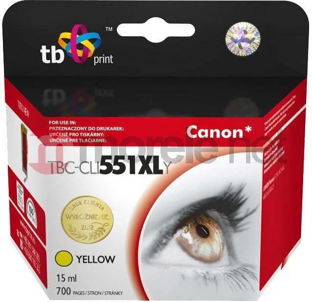 TB Print Συμβατό Μελάνι Εκτυπωτή InkJet HP CLI-551XL 15ml Πολλαπλό (Color) 1τμχ TBCCLI551XLY - Image 1