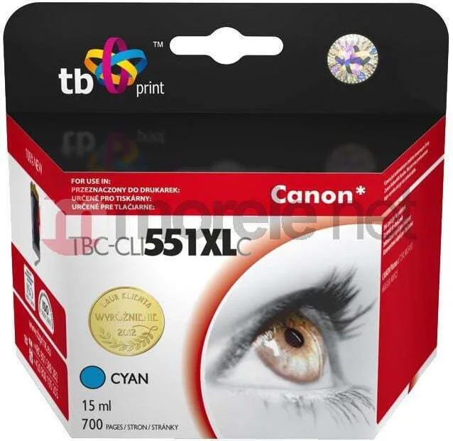 TB Print Συμβατό Μελάνι Εκτυπωτή InkJet HP CLI-551XL 15ml Πολλαπλό (Color) 1τμχ TBCCLI551XLC - Image 1