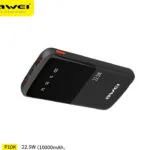 Awei P10K Power Bank 10000mAh 22.5W με 2 Θύρες USB-A και Θύρα USB-C Μαύρο
