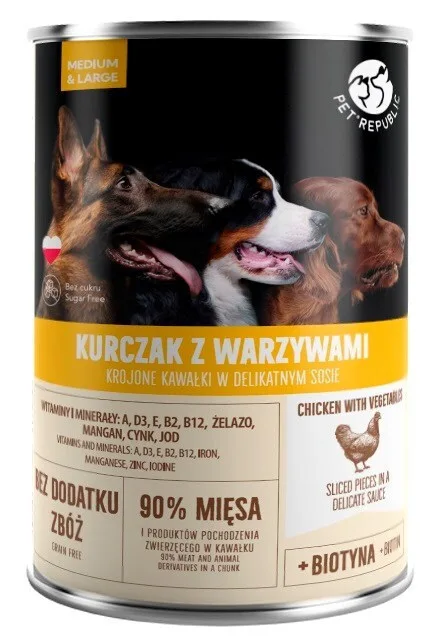 Pet Republic Υγρή Τροφή Σκύλων σε Κονσέρβα με Κοτόπουλο και Λαχανικά χωρίς Σιτηρά & Γλουτένη 1250gr - Image 1