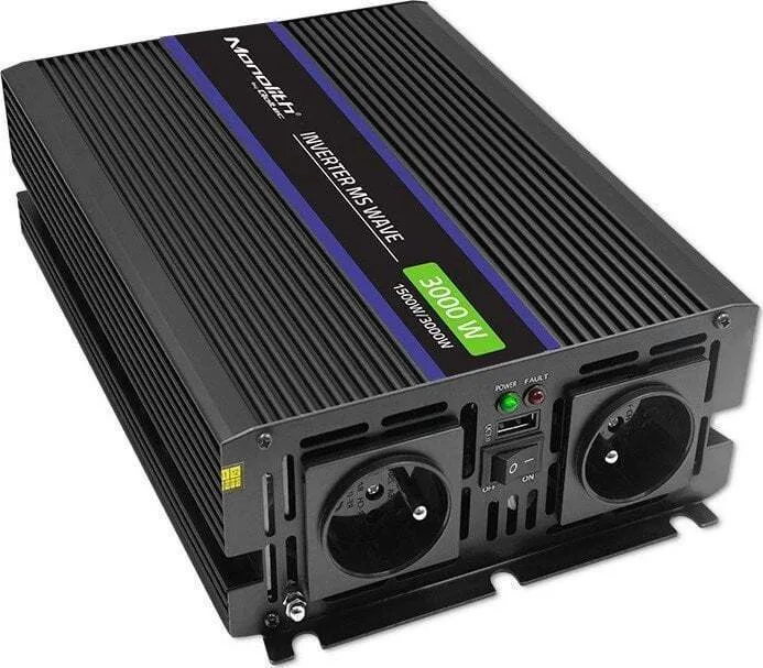Qoltec Inverter Αυτοκινήτου Τροποποιημένου Ημιτόνου 3000W για Μετατροπή 12V DC σε 230V AC 51927 - Image 1