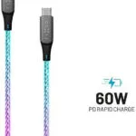 Fixed LED USB 2.0 Cable USB-C male - USB-C 60W Πολύχρωμο 1.2m