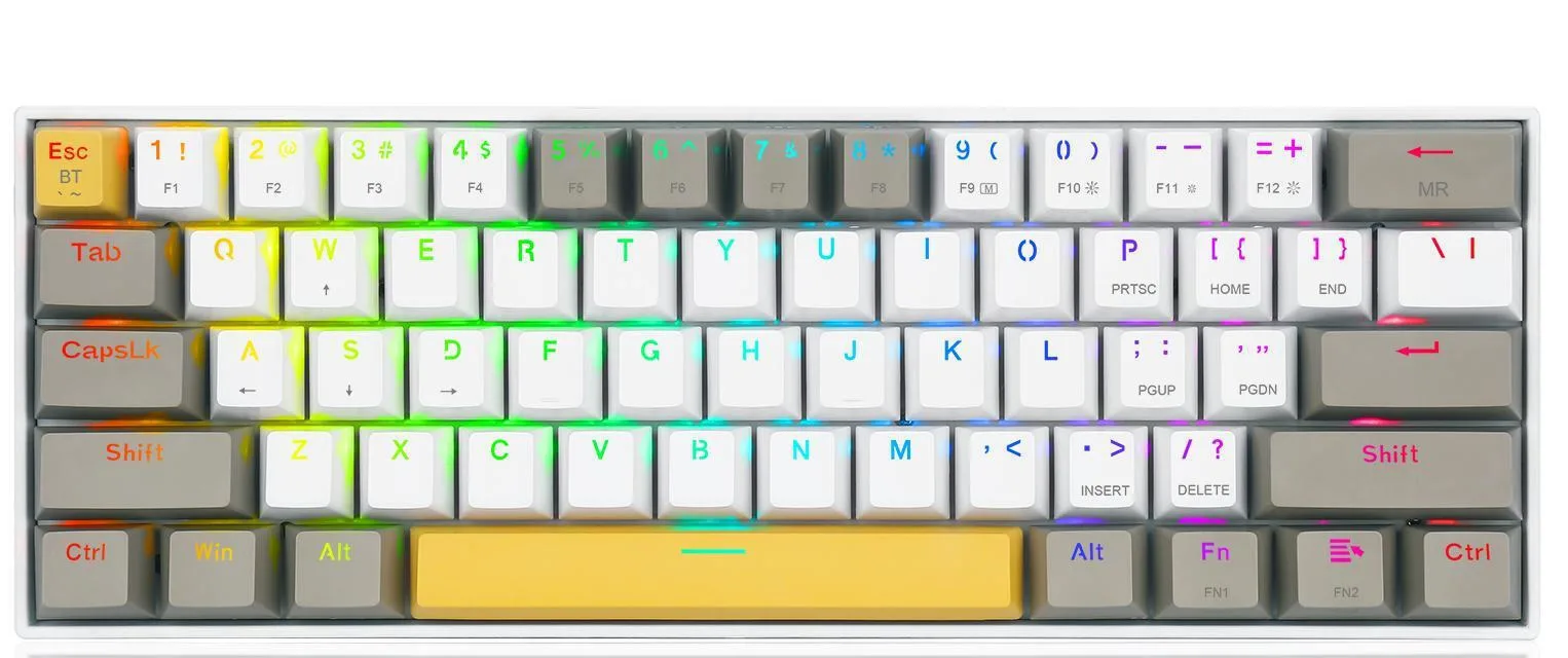 Redragon Draconic PRO K530 Ασύρματο Gaming Μηχανικό Πληκτρολόγιο με Custom Brown διακόπτες και RGB φωτισμό (Αγγλικό US) Gray/Yellow - Image 1