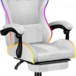 Huzaro Force 4.7 Υφασμάτινη Καρέκλα Gaming με RGB Φωτισμό και Υποπόδιο Λευκή