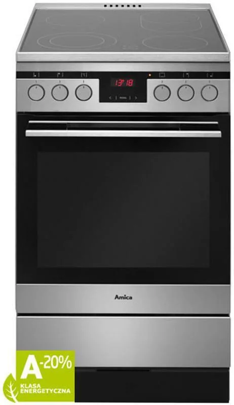 Amica 514CE3.413TsKDHaQXL Κουζίνα 65lt με Κεραμικές Εστίες Π50εκ. Inox - Image 1