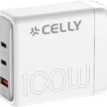 Celly Βάση Φόρτισης GaN με Θύρα USB-A και 2 Θύρες USB-C 100W σε Λευκό χρώμα (PS3GAN100W)