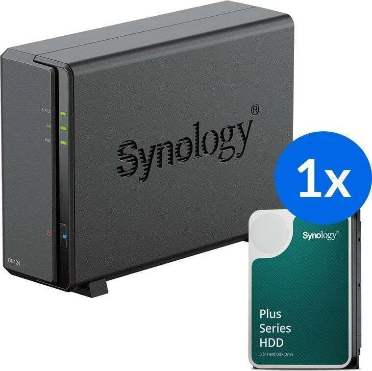 Synology DiskStation DS124 & 12TB Plus Series HDD NAS 12TB HDD/SSD - Image 1