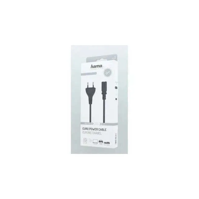 Power Cable Hama 200732 Euro-plug 2pin Iec C7 Female 1.5 M Black - Image 1