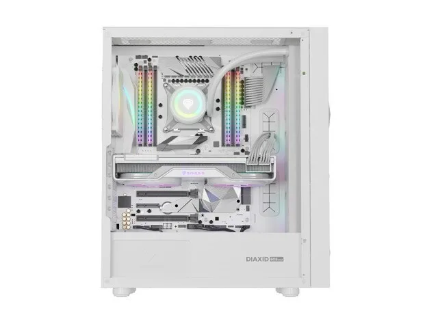 Natec Diaxid 605 Gaming Midi Tower Κουτί Υπολογιστή με Πλαϊνό Παράθυρο και RGB Φωτισμό Λευκό - Image 1