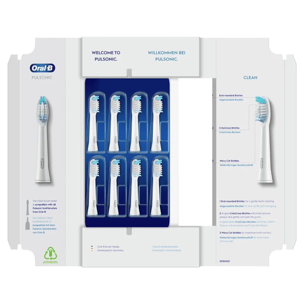 Oral-b Pulsonic Clean 81748491 Κεφαλή Οδοντόβουρτσας 8 Τεμάχια Λευκός Άσπρος - Image 1