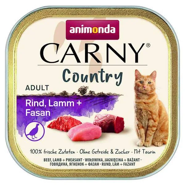 Animonda Carny Υγρή Τροφή για Ενήλικες Γάτες σε Ταψάκι με Βοδινό, Αρνί και Συκώτι χωρίς Γλουτένη 100gr - Image 1