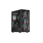 Natec Diaxid 605 Gaming Midi Tower Κουτί Υπολογιστή με Πλαϊνό Παράθυρο και RGB Φωτισμό Μαύρο
