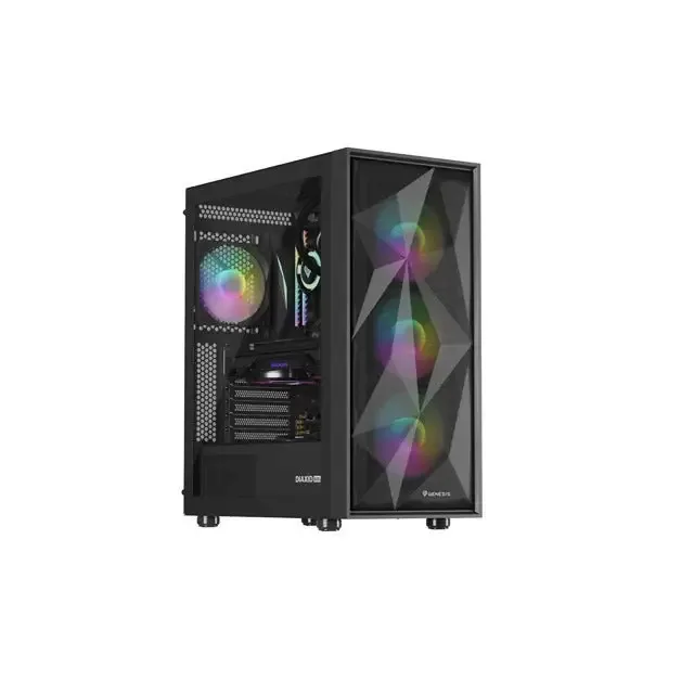 Natec Diaxid 605 Gaming Midi Tower Κουτί Υπολογιστή με Πλαϊνό Παράθυρο και RGB Φωτισμό Μαύρο - Image 1