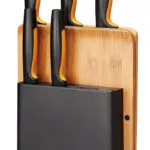 Fiskars Σετ Μαχαίρια με Βάση από Ανοξείδωτο Ατσάλι 5τμχ