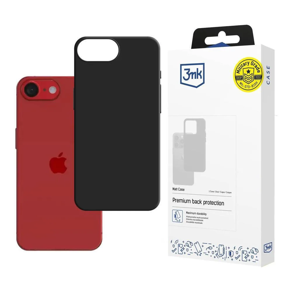 3MK Matt Back Cover Σιλικόνης 1.2mm Μαύρο (iPhone 17e / 16e) - Image 1