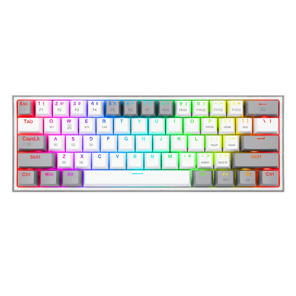 Redragon K617 FIZZ Gaming Μηχανικό Πληκτρολόγιο 60% με Custom Red διακόπτες και RGB φωτισμό (Αγγλικό US) Λευκό / Γκρι - Image 1