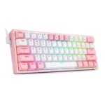 Redragon K616-RGB Fizz Pro Gaming Μηχανικό Πληκτρολόγιο 60% με Custom Red διακόπτες και RGB φωτισμό (Αγγλικό US) Pink/White