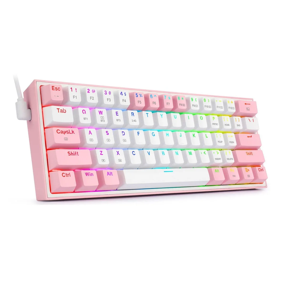 Redragon K616-RGB Fizz Pro Gaming Μηχανικό Πληκτρολόγιο 60% με Custom Red διακόπτες και RGB φωτισμό (Αγγλικό US) Pink/White - Image 1