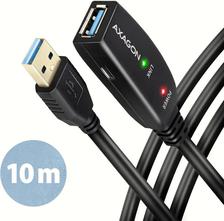 Axagon USB 3.0 Cable USB-A male - USB-A female Μαύρο 10m ADR-310 - Image 1