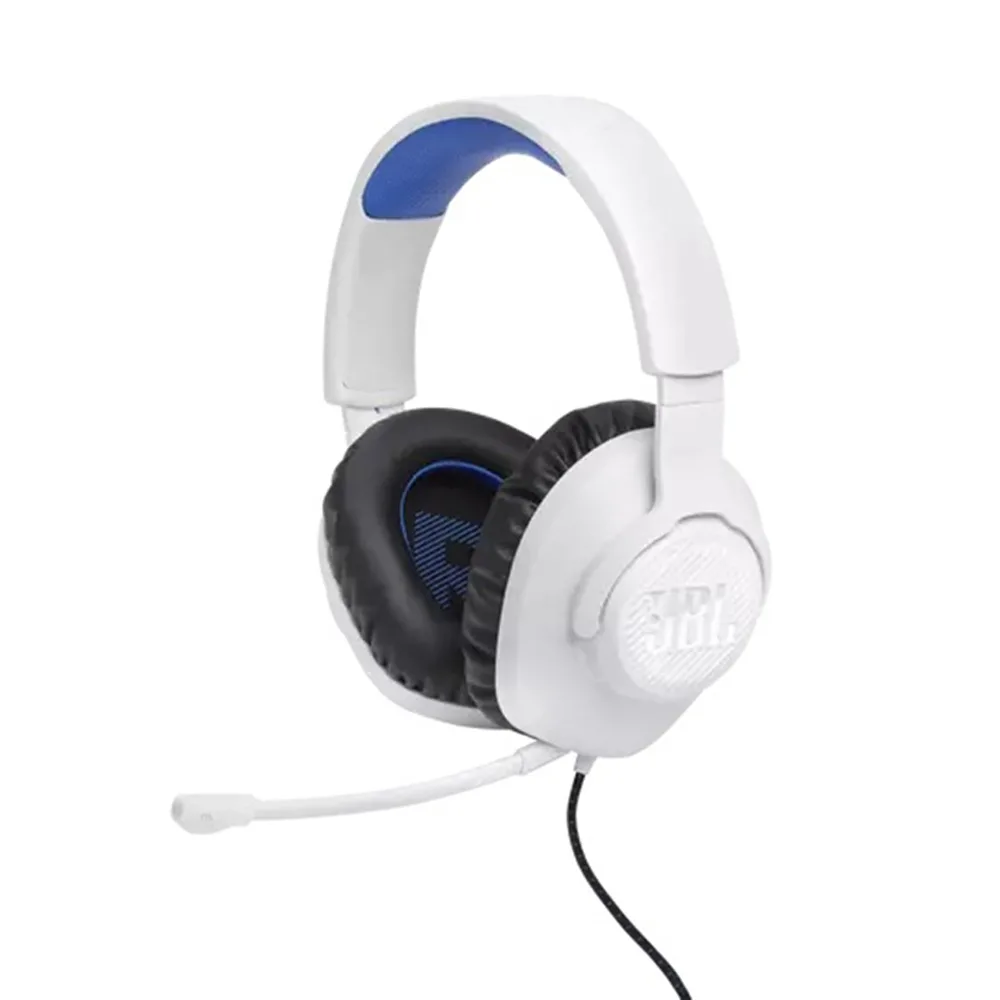 JBL Quantum 100P Over Ear Gaming Headset με σύνδεση 3.5mm Λευκό/Μπλέ for PS4 / PS5 - Image 1