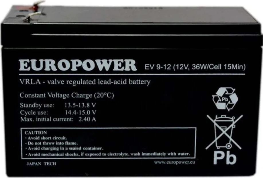 Europower Μπαταρία UPS με Χωρητικότητα 9Ah και Τάση 12V - Image 1