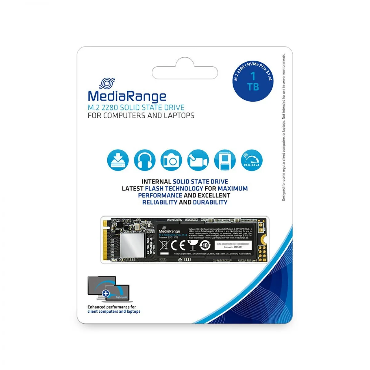 MediaRange MR1033 SSD 1TB τύπου M.2 με σύνδεση PCI Express 3.0 MR1033 - Image 1