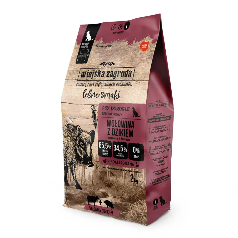 Wiejska Zagroda 2kg Ξηρά Τροφή Σκύλων με Μοσχάρι και Αγριογούρουνο - Image 1