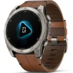 Garmin Fenix 8 Titanium 51mm Αδιάβροχο Smartwatch με Παλμογράφο (Sapphire, Titanium with Chestnut Leather Band)