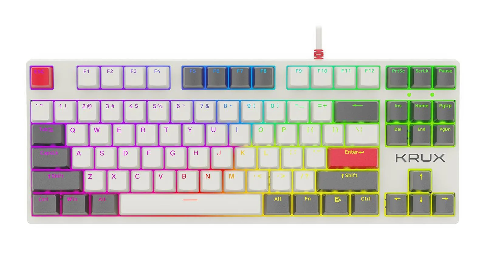Krux PRO RGB Gaming Μηχανικό Πληκτρολόγιο με Gateron Yellow διακόπτες και RGB φωτισμό (Αγγλικό US) Λευκό - Image 1