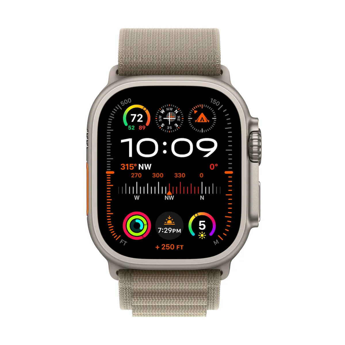 Apple Watch Ultra 2 Titanium 49mm Αδιάβροχο με eSIM και Παλμογράφο (Olive Alpine Loop - Large) - Image 1