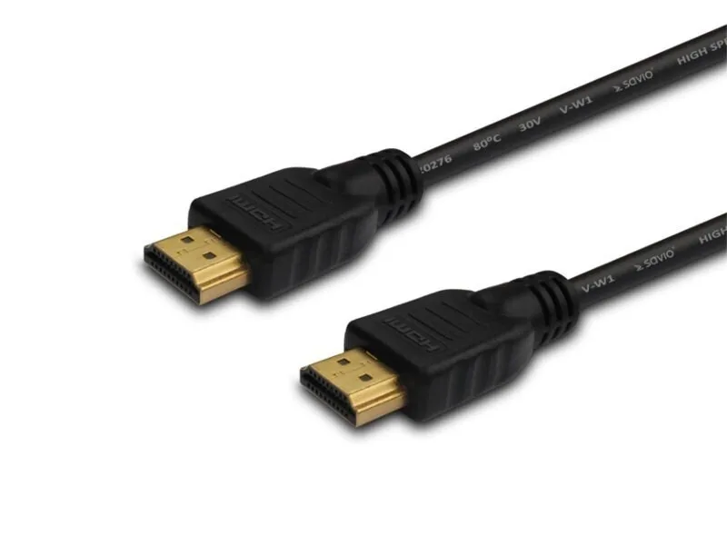 Savio HDMI 1.4 Cable HDMI male - HDMI male 2m Μαύρο - Image 1
