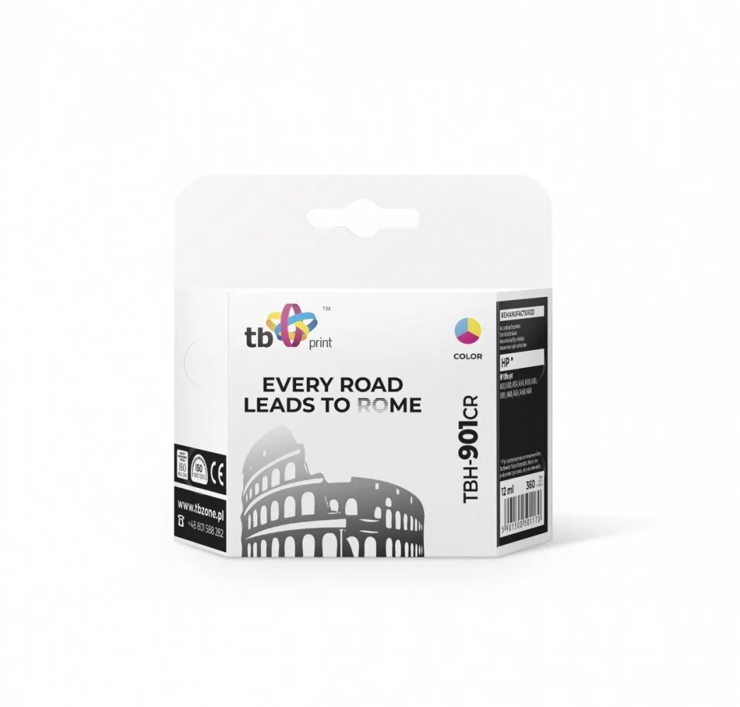 TB Print Συμβατό Μελάνι Εκτυπωτή InkJet HP TBH901CR Πολλαπλό (Color) 1τμχ TBH-901CR - Image 1