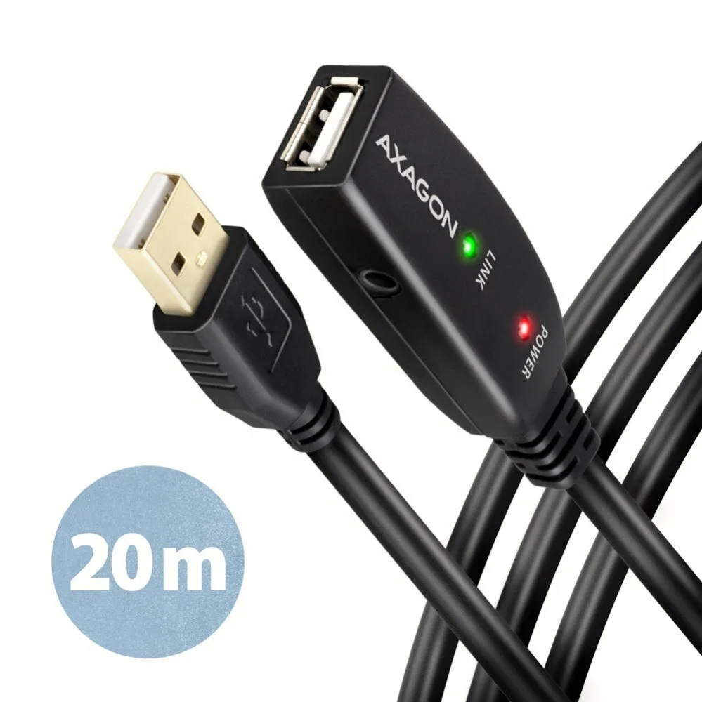 Axagon USB 2.0 Cable USB-A male - USB-A female Μαύρο 20m - Image 1