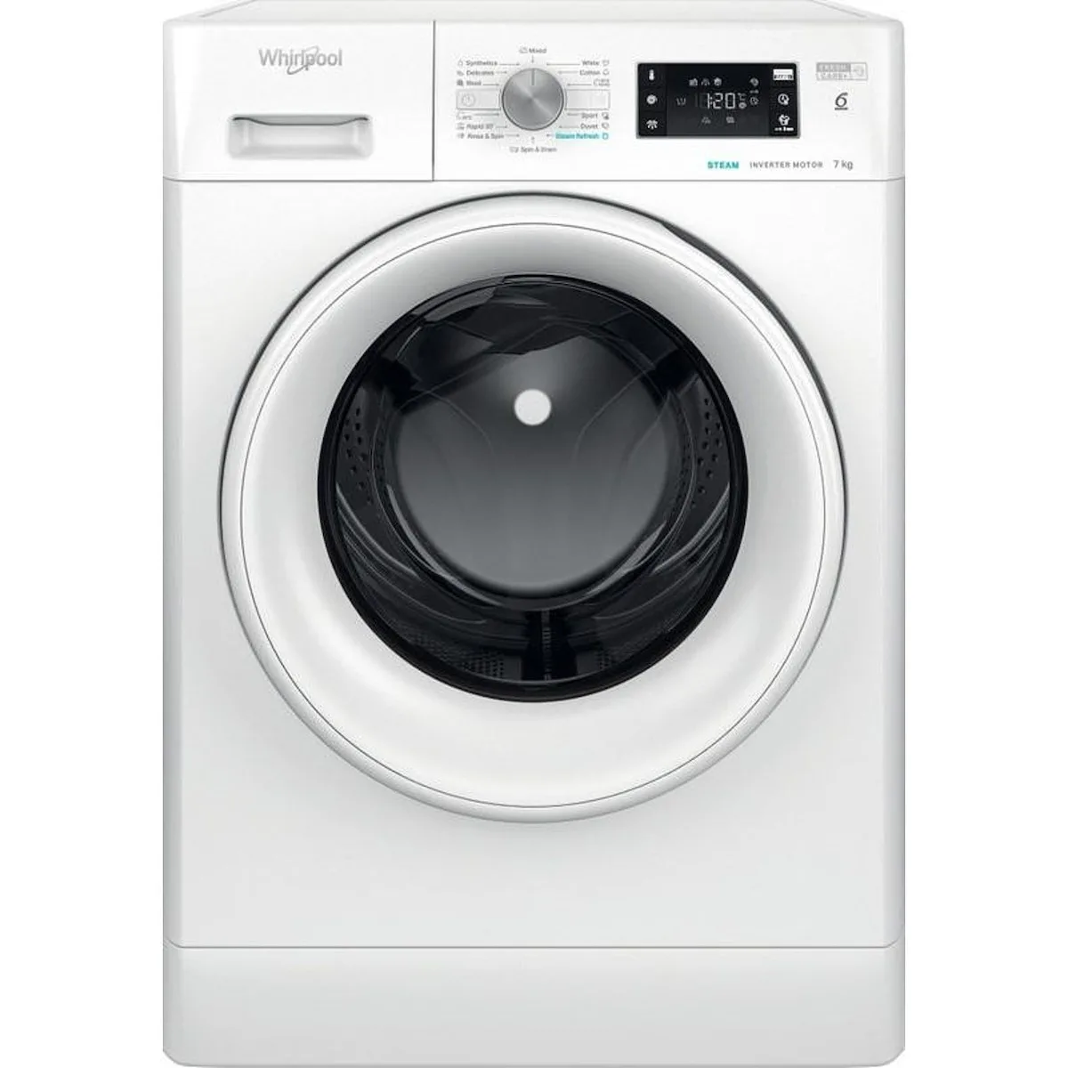 Whirlpool Πλυντήριο Ρούχων 7kg με Τεχνολογία Ατμού 1400 Στροφών 6th Sense FFB 7469 WV EE - Image 1