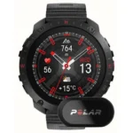 Polar Grit X2 Pro + Heart Rate Belt Stainless Steel 49mm Αδιάβροχο Smartwatch με Παλμογράφο (S/L Black Silicone Strap)