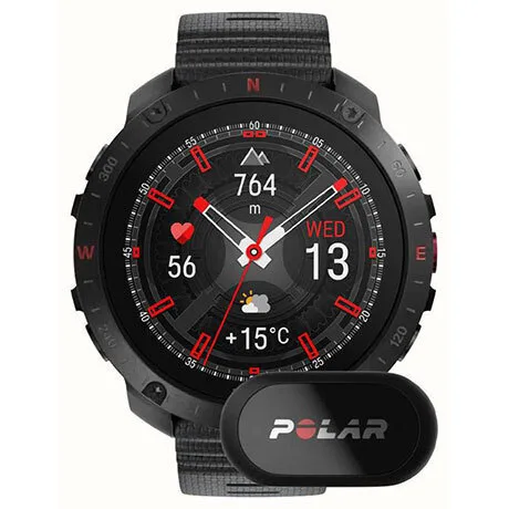 Polar Grit X2 Pro + Heart Rate Belt Stainless Steel 49mm Αδιάβροχο Smartwatch με Παλμογράφο (S/L Black Silicone Strap) - Image 1