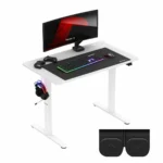 Ηλεκτρικό Γραφείο Gaming Hero 7.9 Ξύλινο White με Μεταλλικά Πόδια & Ρυθμιζόμενο Ύψος 100x60x72εκ.