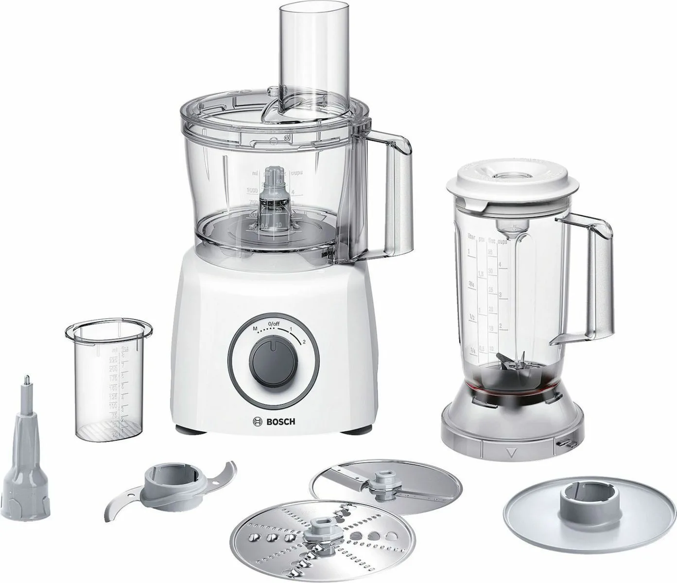 20241003125755_bosch_mcm3200w_polymixer_800w_me_kado_2_3lt_kai_kanata_mplenter_leyko Bosch MCM3200W Πολυμίξερ 800W με Κάδο 2.3lt και Κανάτα Μπλέντερ Λευκό - Image 1