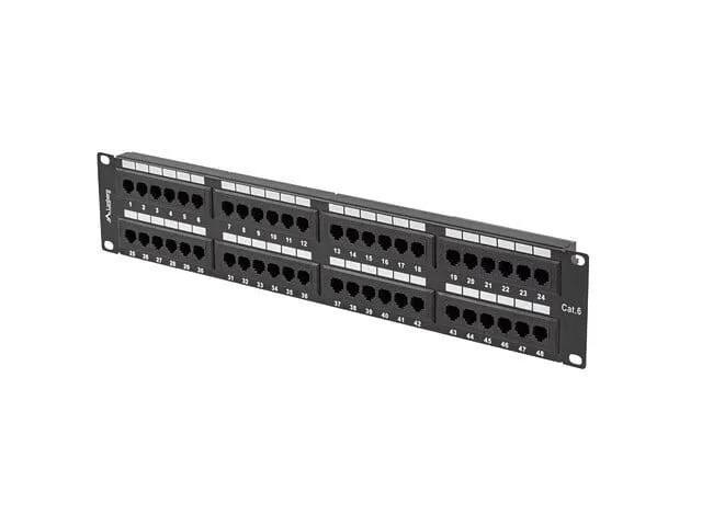 Lanberg Patch Panel για Rack 2U 19" 48 Θυρών Μαύρο PPU6-2048-B - Image 1