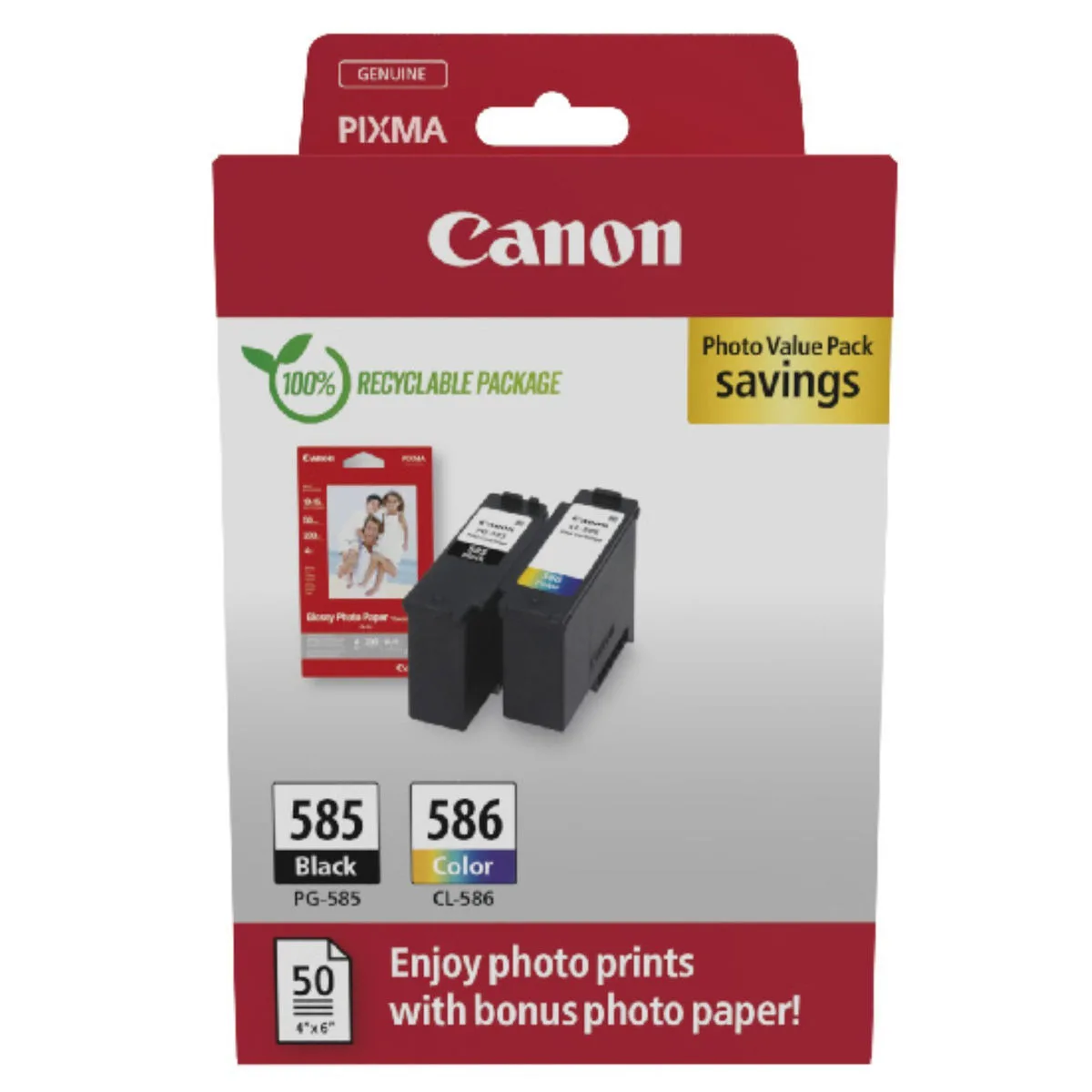 Canon PG-585 / CL-586 Γνήσιο Photo Value Pack με 2 Μελάνια Εκτυπωτή InkJet Πολλαπλό (Color) / Μαύρο (6205C005) - Image 1