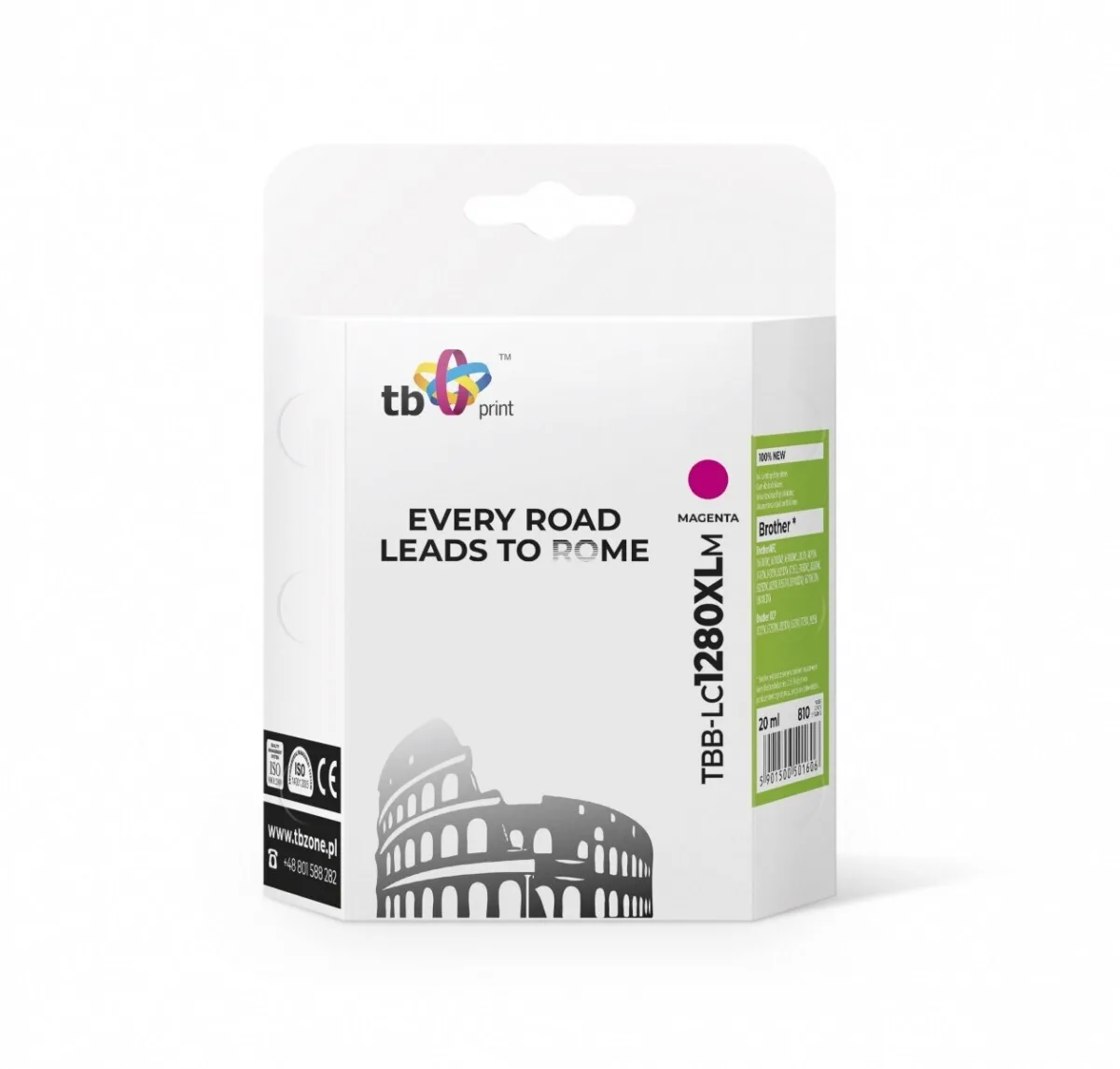 TB Print Συμβατό Μελάνι Εκτυπωτή InkJet HP LC1280XL 20ml Ματζέντα 1τμχ ERTBPB1280M - Image 1
