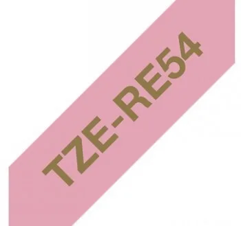 Brother Tze-re54 24mm Gold On Pink Satin Tape 4m - Image 1