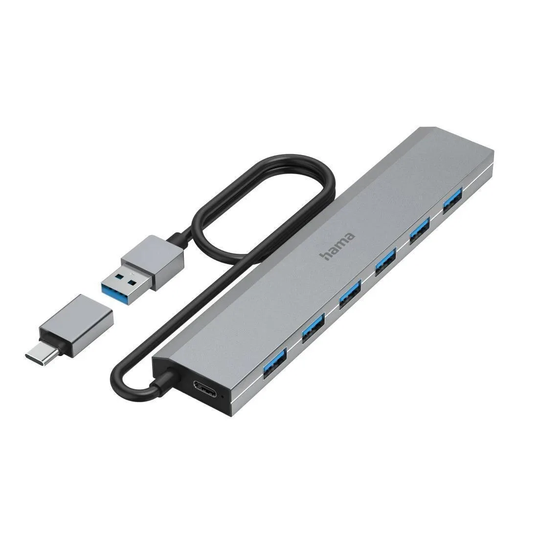 Hama Usb Hub 7 Ports Usb 3.2 Gen 1 5 Gbit S Including Usb-c Adapter Power Supply Unit - Image 1