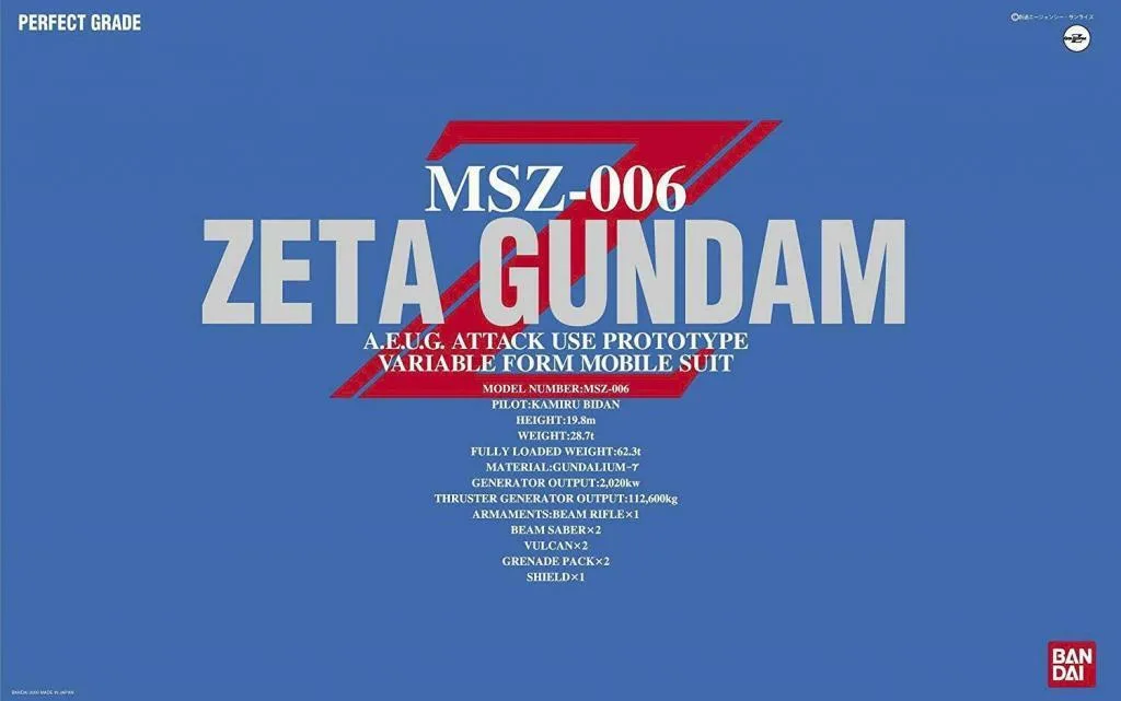 Bandai Spirits Gundam: Model Kit Perfect Grade Zeta Φιγούρα σε Κλίμακα 1:60 MSZ-006 - Image 1
