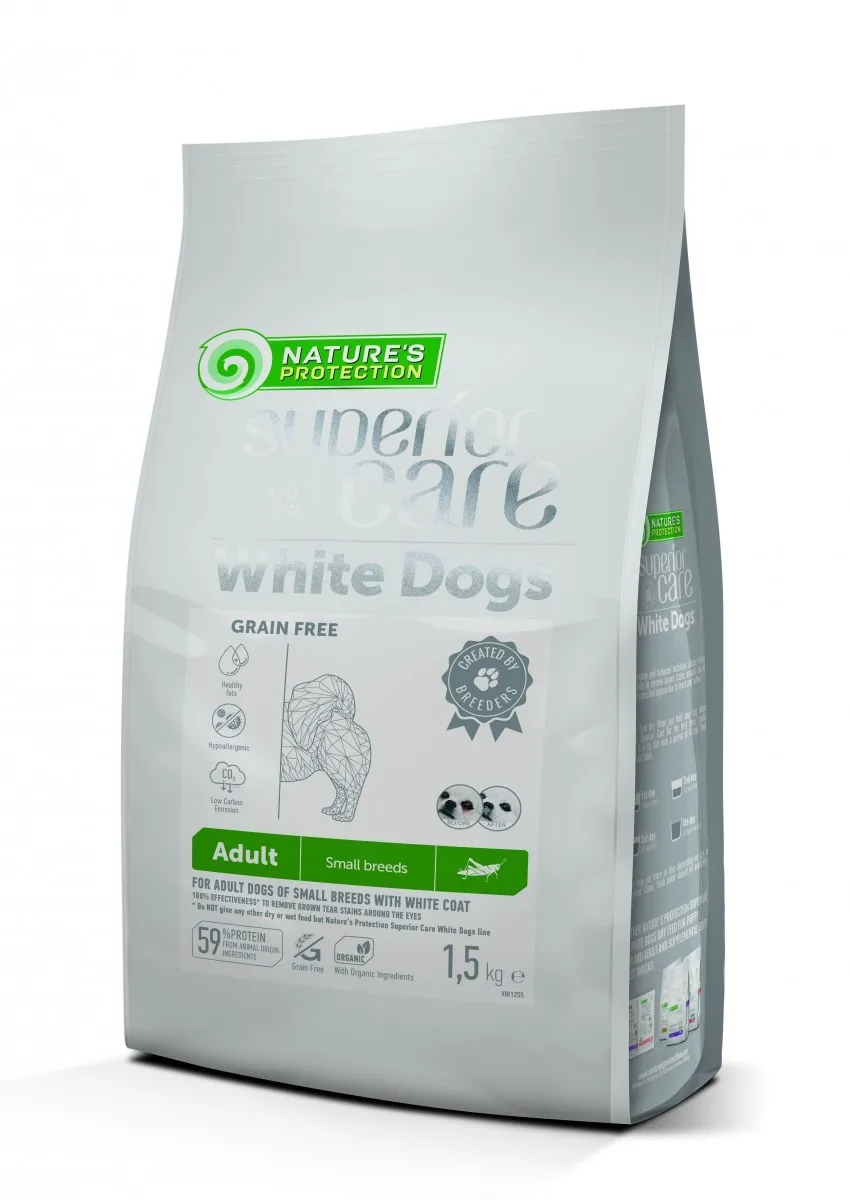 Nature's Protection Superior Care White Dogs 1.5kg Ξηρά Τροφή χωρίς Σιτηρά & Γλουτένη για Ενήλικους Σκύλους Μικρόσωμων Φυλών με Πατάτες, Πουλερικά, Σολομό και Ψάρια - Image 1