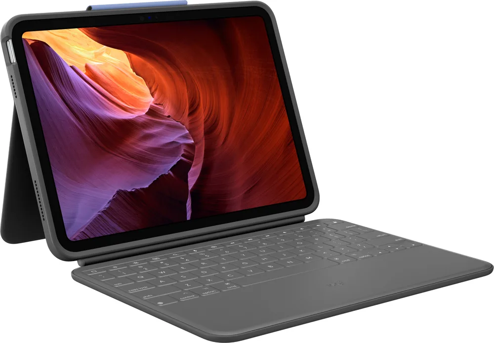 Logitech Rugged Folio Flip Cover Ανθεκτική με Πληκτρολόγιο στα Γερμανικά Γκρι (iPad 10. Generation) - Image 1