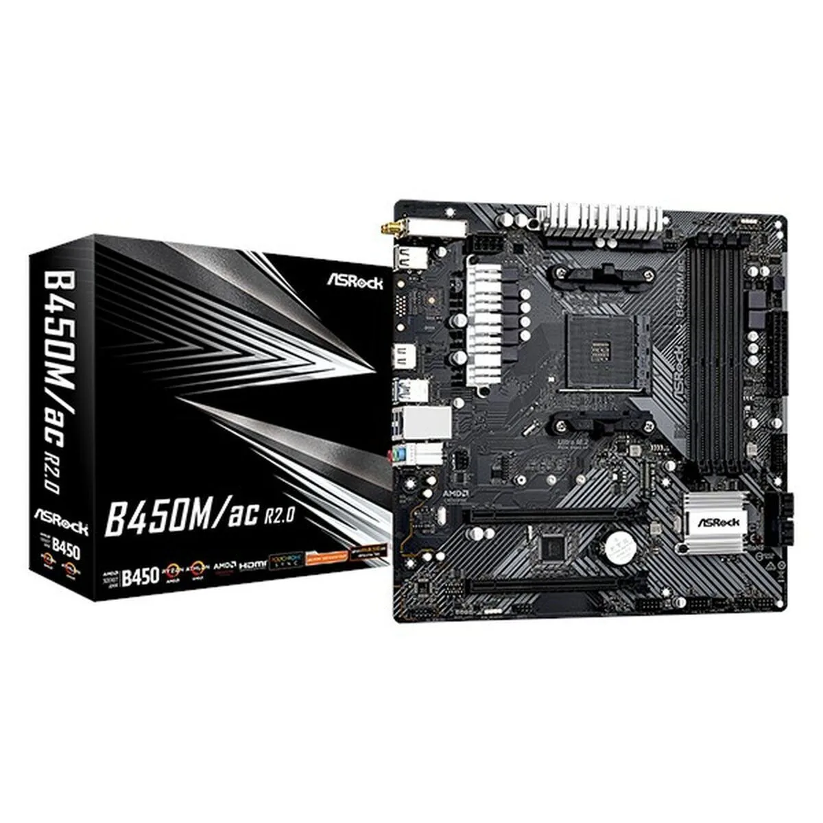 ASRock B450M/ac rev. 2.0 Wi-Fi Motherboard Micro ATX με AMD AM4 Socket - Image 1