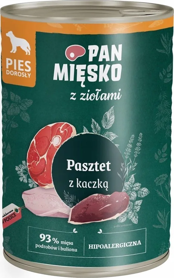 Pan Miesko Υγρή Τροφή Σκύλων σε Κονσέρβα με Πάπια χωρίς Σιτηρά & Γλουτένη 400gr - Image 1