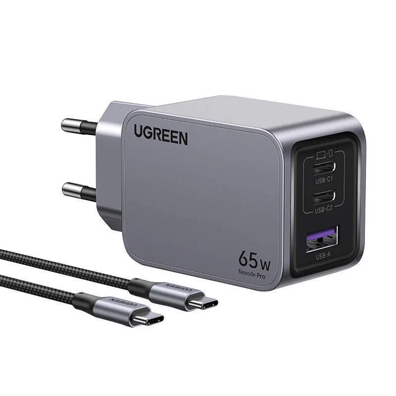 20241126155828_ugreen_fortistis_gan_me_thyra_usb_a_kai_2_thyres_usb_c_kai_kalodio_usb_c_usb_c_65w_power_delivery_quick_charge_4_0_gri_nexode_pro Ugreen Φορτιστής GaN με Θύρα USB-A και 2 Θύρες USB-C και Καλώδιο USB-C - USB-C 65W Power Delivery / Quick Charge 4.0 Γκρι (Nexode Pro) - Image 1