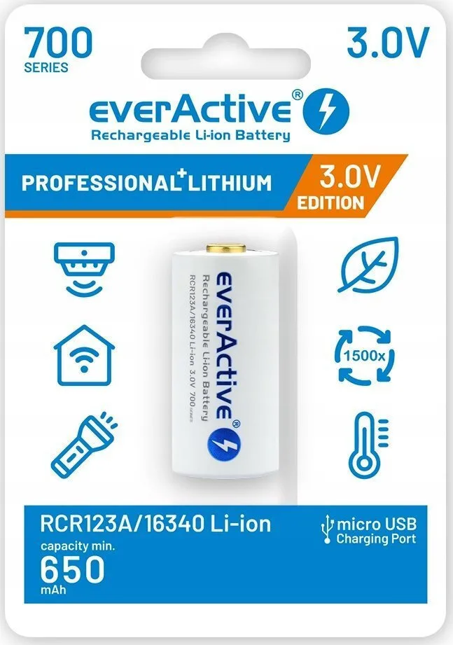 everActive Επαναφορτιζόμενη Μπαταρία 16340 Li-ion 700mAh 3V 1τμχ - Image 1
